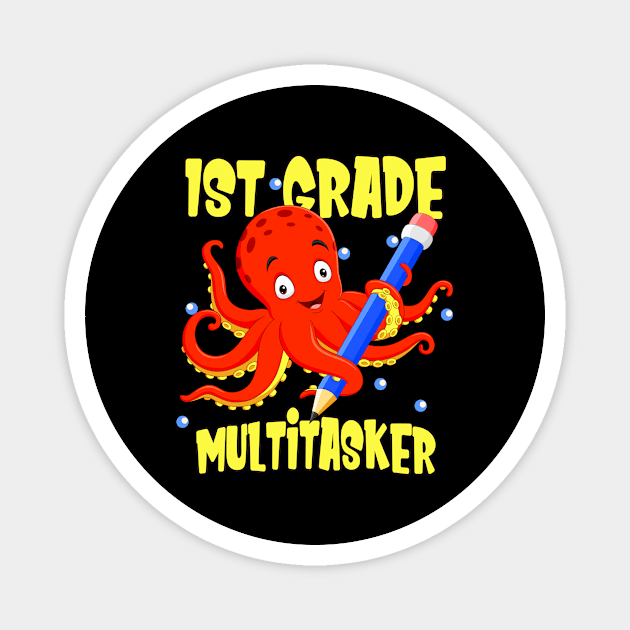 1st Grade Cute Octopus First Grader School Kids Magnet by Foxxy Merch